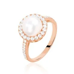 Histoire D'Or Bague Olivia Argent Rose Perle De Culture Et Oxyde De Zirconium