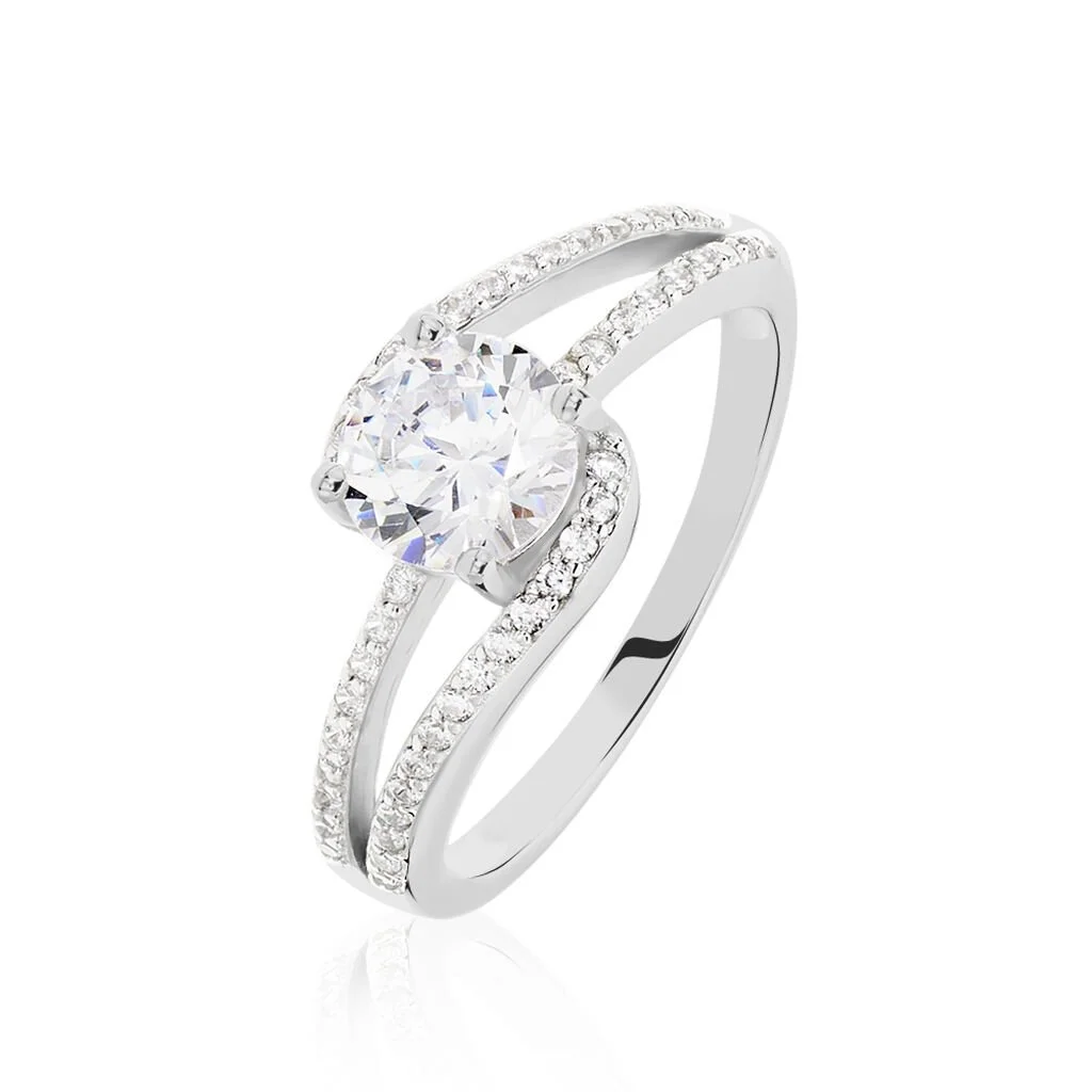 Histoire D'Or Bague Solitaire Maggy Argent Blanc Oxyde De Zirconium