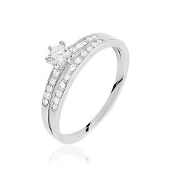 Histoire D'Or Bague Solitaire Maella Argent Blanc Oxyde De Zirconium
