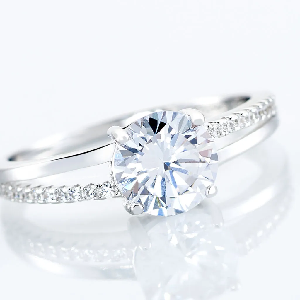 Histoire D'Or Bague Solitaire Poseidon Argent Blanc Oxyde De Zirconium – Image 4