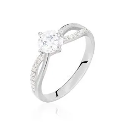 Histoire D'Or Bague Solitaire Essie Argent Blanc Oxyde De Zirconium