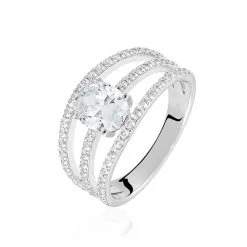 Histoire D'Or Bague Solitaire Efisia Argent Blanc Oxyde De Zirconium