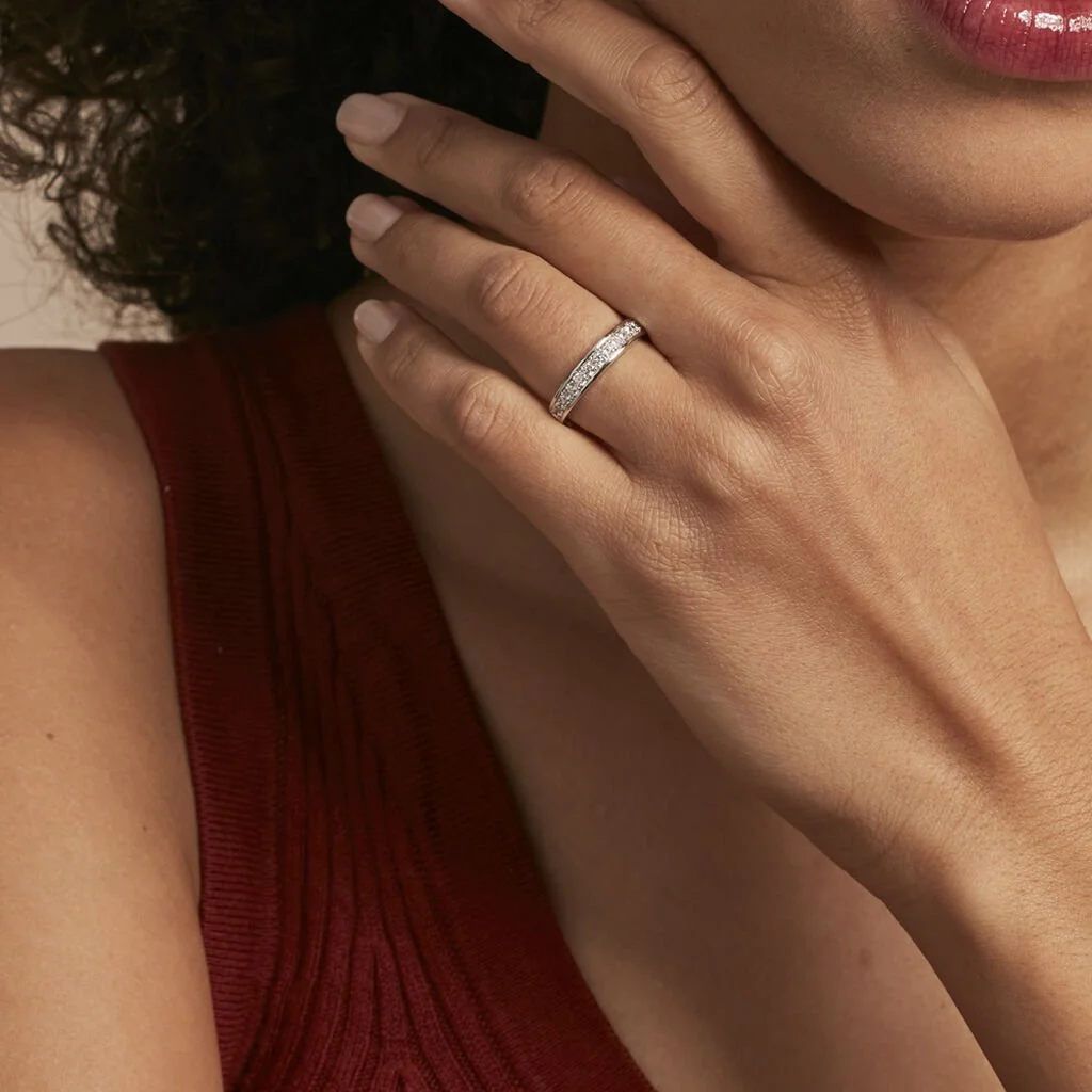 Histoire D'Or Demi Alliance Heket Argent Blanc Oxyde De Zirconium – Image 5