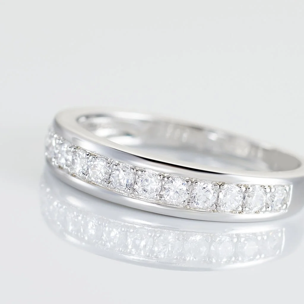 Histoire D'Or Demi Alliance Heket Argent Blanc Oxyde De Zirconium – Image 4