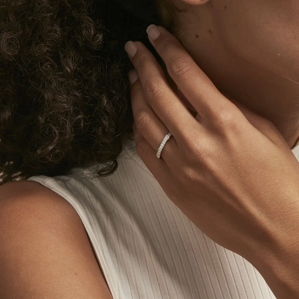 Histoire D'Or Demi Alliance Heket Argent Blanc Oxyde De Zirconium – Image 5