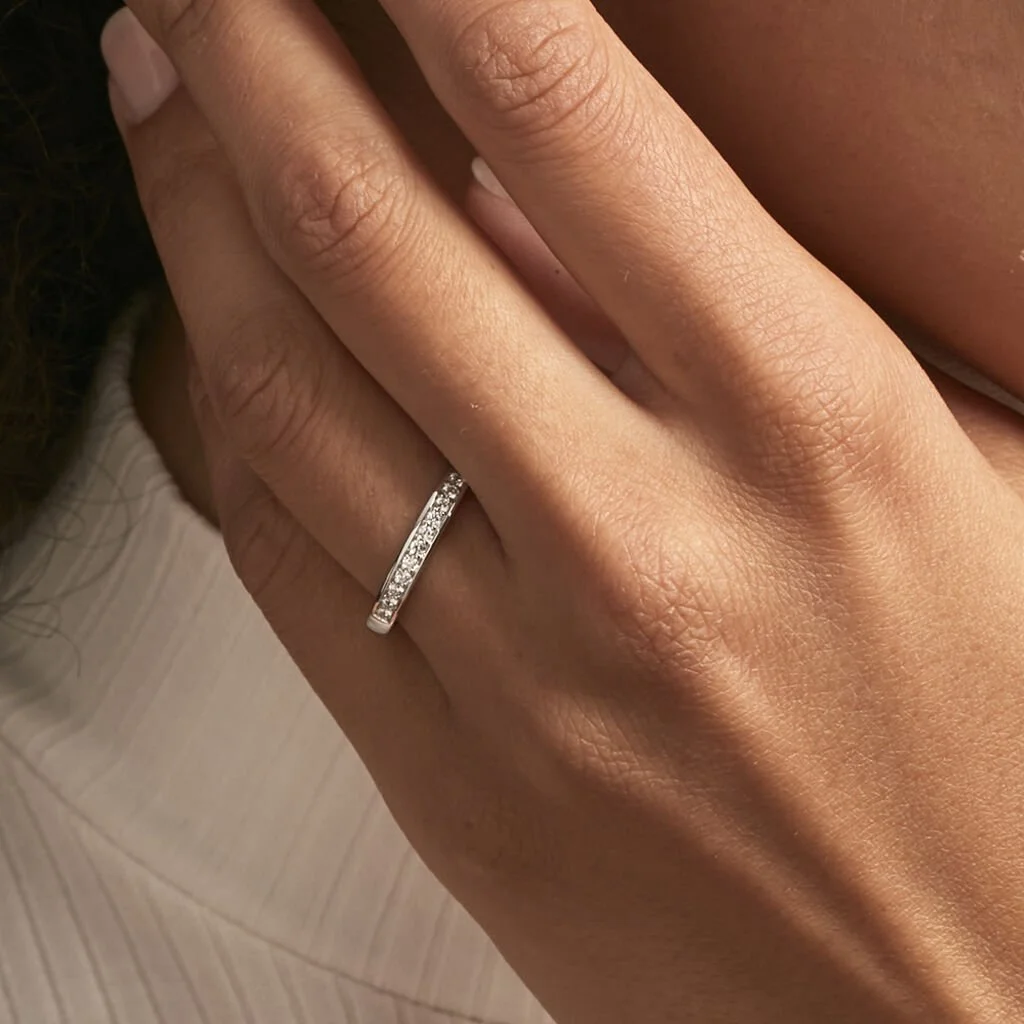 Histoire D'Or Demi Alliance Heket Argent Blanc Oxyde De Zirconium – Image 6