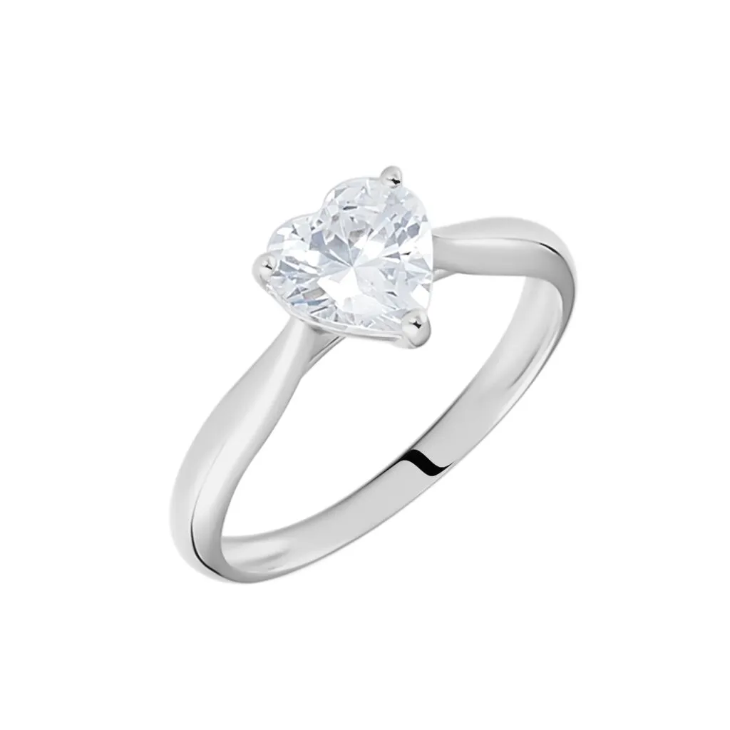 Histoire D'Or Bague Solitaire Geranium Argent Blanc Oxyde De Zirconium