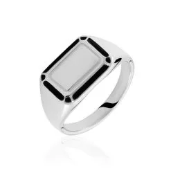 Histoire D'Or Chevalière Manny Argent Blanc