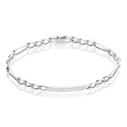 Histoire D'Or Bracelet Identité Cleona Maille Alternee 1/3 Argent Blanc