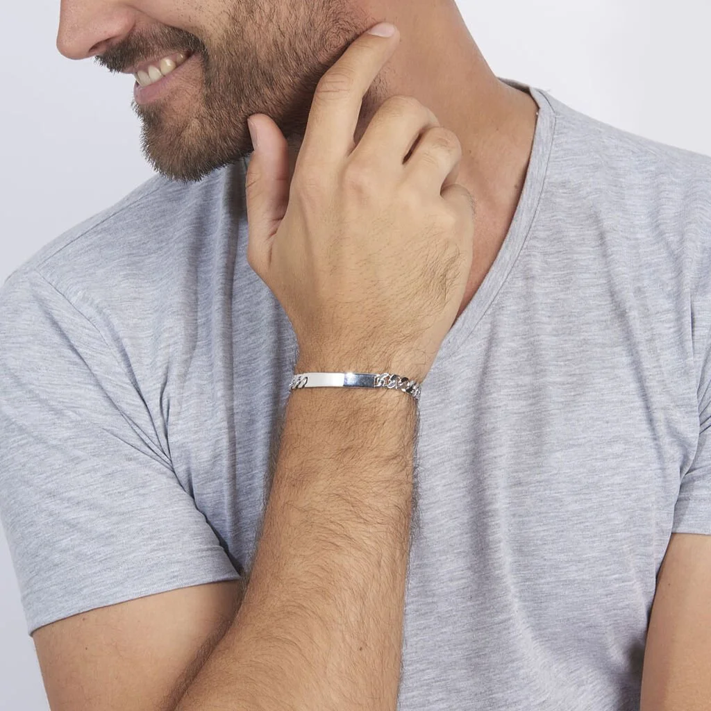 Histoire D'Or Bracelet Identité Casper Maille Gourmette Argent Blanc – Image 4