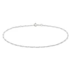 Histoire D'Or Chaîne De Cheville Cleona Maille Alternee 1/3 Argent Blanc