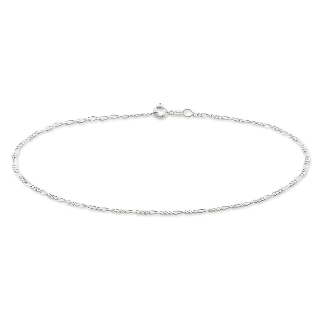 Histoire D'Or Chaîne De Cheville Cleona Maille Alternee 1/3 Argent Blanc