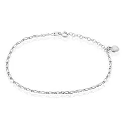 Histoire D'Or Chaîne De Cheville Laurelyn Maille Alternee 1/1 Argent Blanc