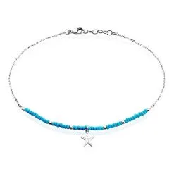 Histoire D'Or Chaîne De Cheville Argent Blanc Noga Miyuki