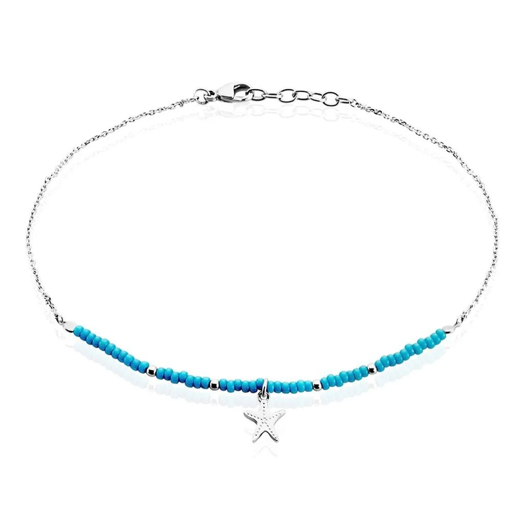 Histoire D'Or Chaîne De Cheville Argent Blanc Noga Miyuki