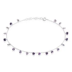 Histoire D'Or Chaîne De Cheville Carolaine Argent Blanc Oxyde De Zirconium