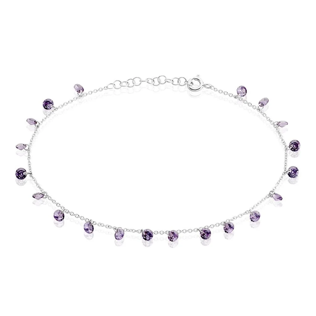 Histoire D'Or Chaîne De Cheville Carolaine Argent Blanc Oxyde De Zirconium