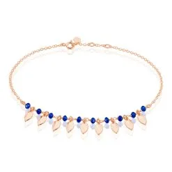 Histoire D'Or Chaîne De Cheville Maxine Argent Rose Pierre De Synthese