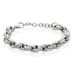 Histoire D'Or Bracelet Chaine Epaisse Acier Blanc Dusty