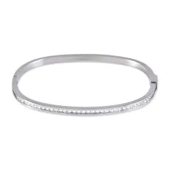 Histoire D'Or Bracelet Jonc Nagnouma Acier Blanc Oxyde De Zirconium