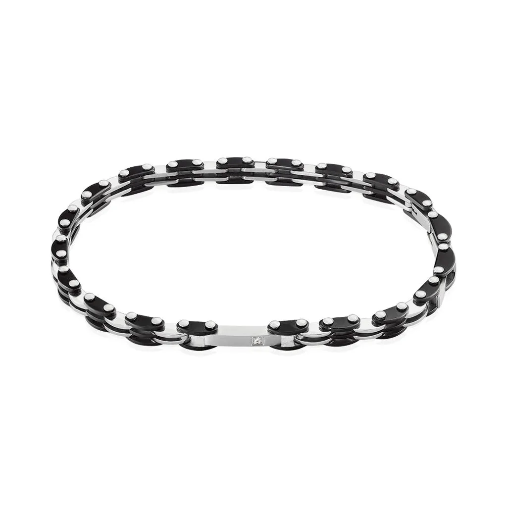 Histoire D'Or Bracelet Ajustable Acier Gris Et Noir Jaki