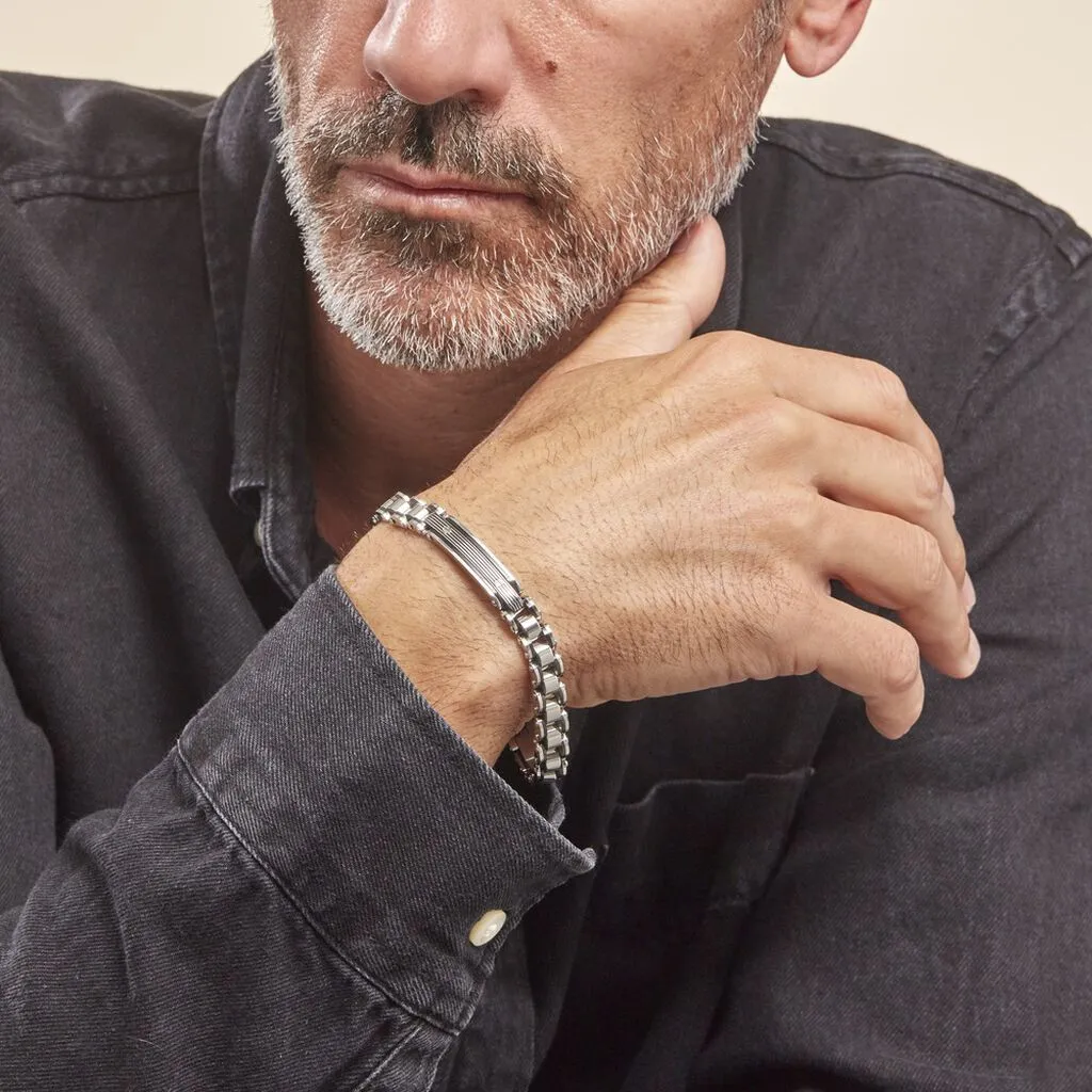 Histoire D'Or Bracelet Identite Acier Blanc Et Noir Blas – Image 4