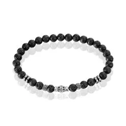 Histoire D'Or Bracelet Acier Hugueso Agates Noires