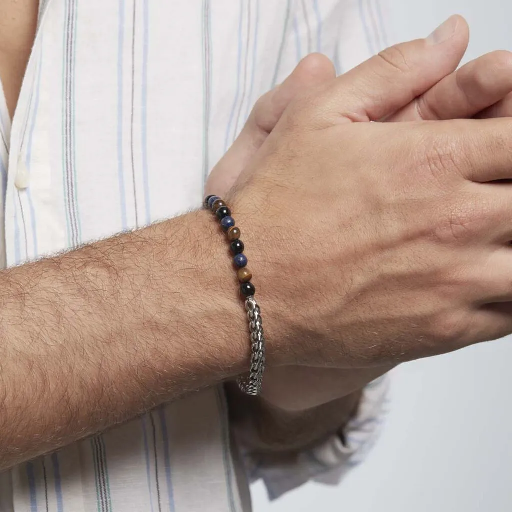 Histoire D'Or Bracelet Acier Blanc Calum œil De Tigre Onyx Agathe – Image 3