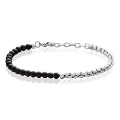 Histoire D'Or Bracelet Acier Blanc Christiano Onyx