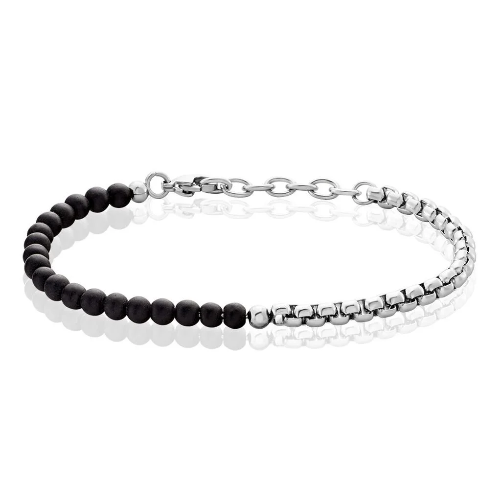 Histoire D'Or Bracelet Acier Blanc Christiano Onyx