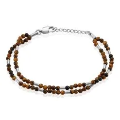 Histoire D'Or Bracelet Acier Blanc Augusto Oeil De Tigre