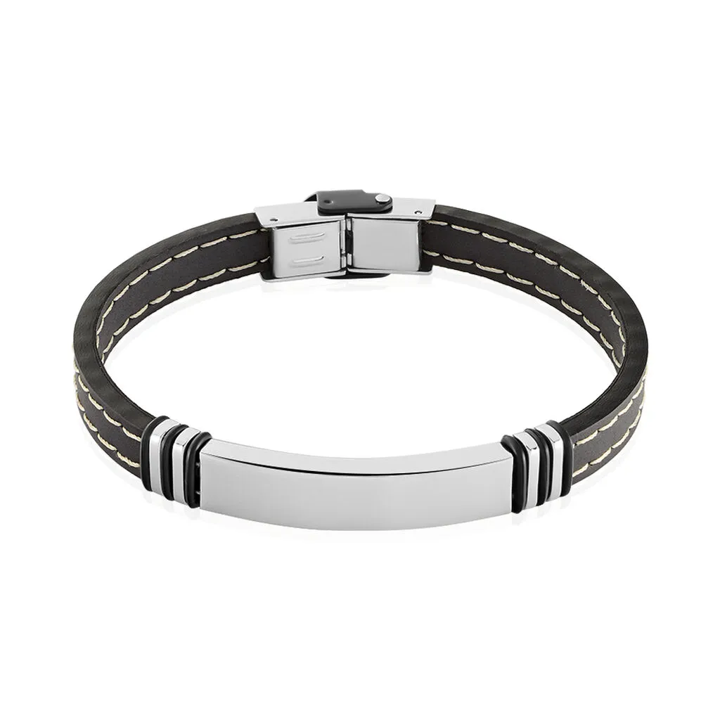 Histoire D'Or Bracelet Acier Blanc Gerard Caoutchouc Noir