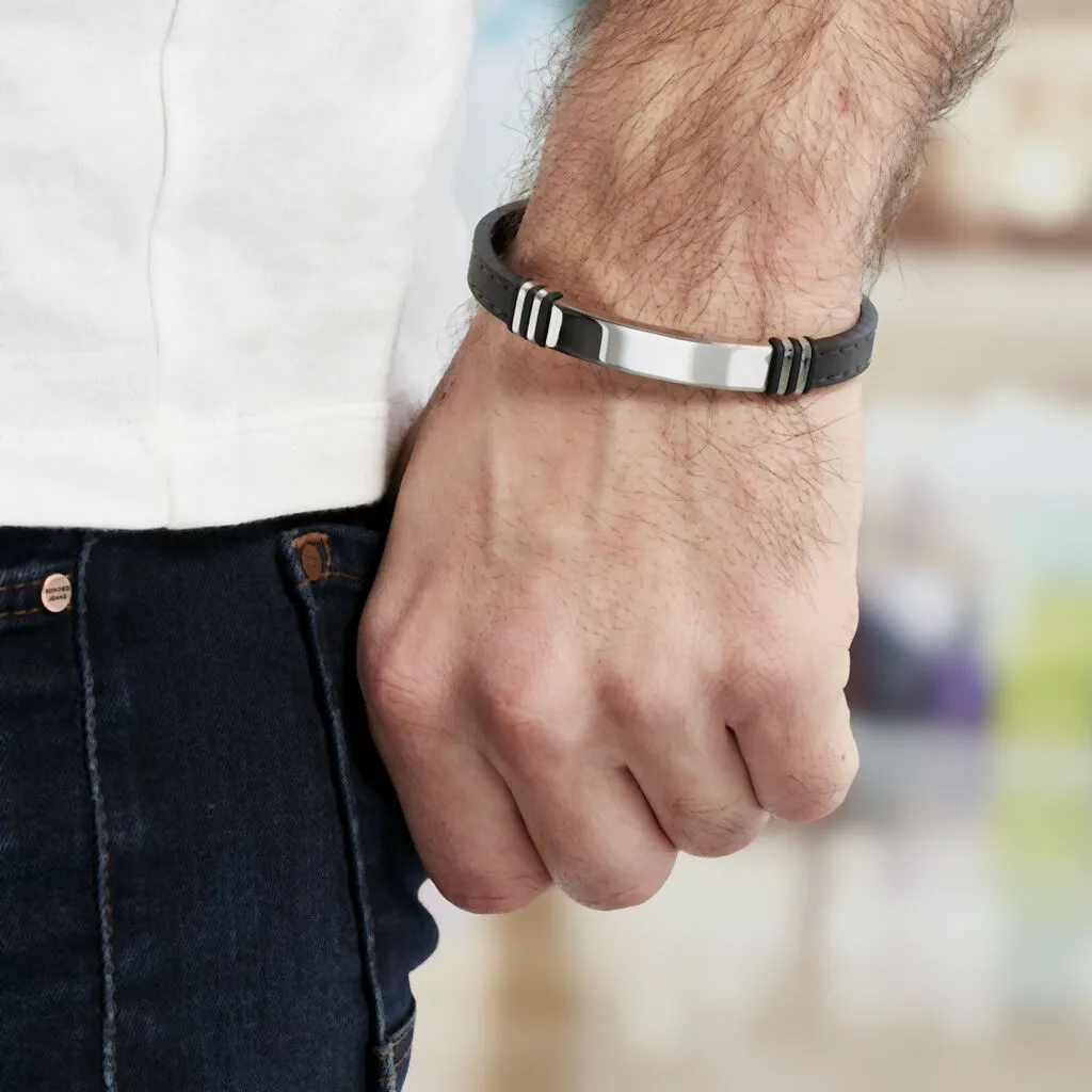 Histoire D'Or Bracelet Acier Blanc Gerard Caoutchouc Noir – Image 3