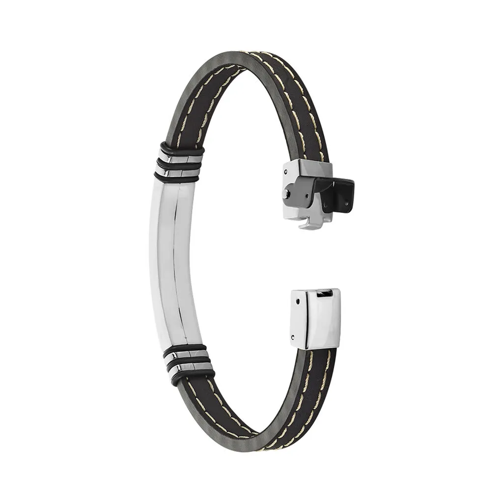 Histoire D'Or Bracelet Acier Blanc Gerard Caoutchouc Noir – Image 2