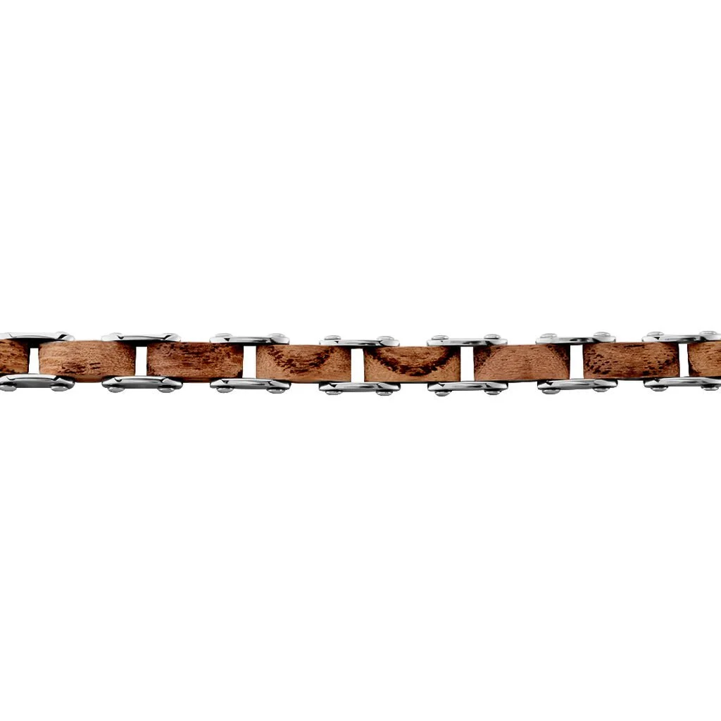 Histoire D'Or Bracelet Acier Blanc Bois Marron Bugios – Image 2