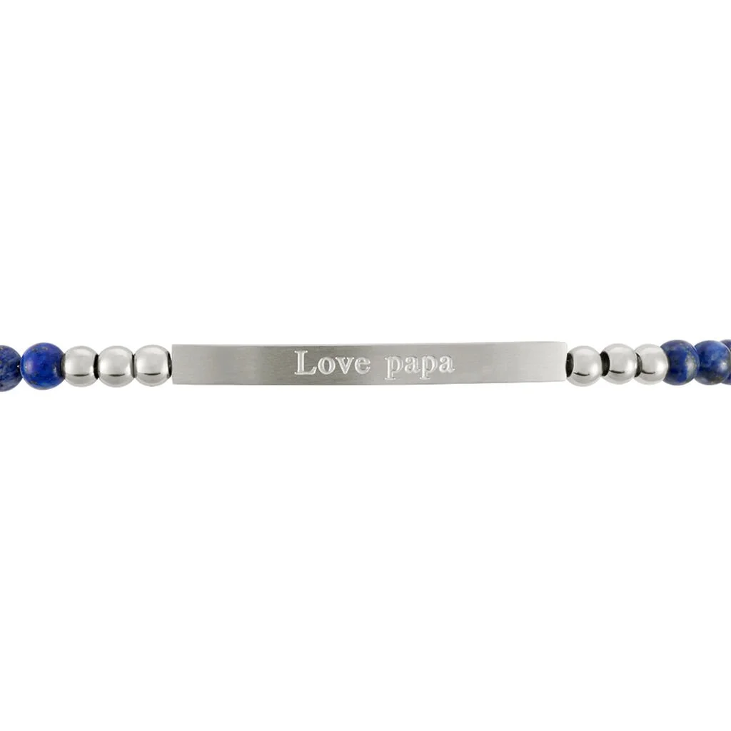 Histoire D'Or Bracelet Identité Acier Blanc Boules Sebastino Lapis Lazuli – Image 2
