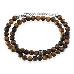 Histoire D'Or Bracelet Double Tour Boules Acier Gris Lachlan