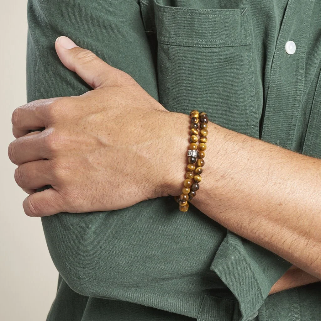 Histoire D'Or Bracelet Double Tour Boules Acier Gris Lachlan – Image 4