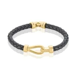 Histoire D'Or Bracelet Plaqué Or Steve Cuir