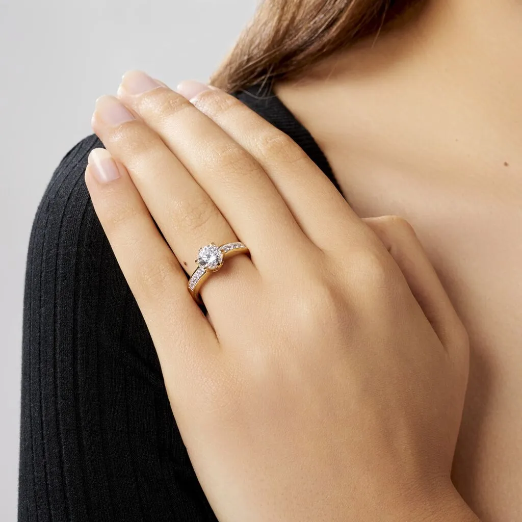 Histoire D'Or Bague Solitaire Stevie Plaqué Or Jaune Oxyde De Zirconium – Image 7