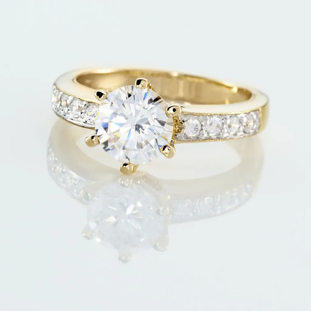 Histoire D'Or Bague Solitaire Stevie Plaqué Or Jaune Oxyde De Zirconium – Image 4