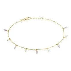 Histoire D'Or Chaîne De Cheville Vesa Plaqué Or Jaune Améthyste Perle De Culture