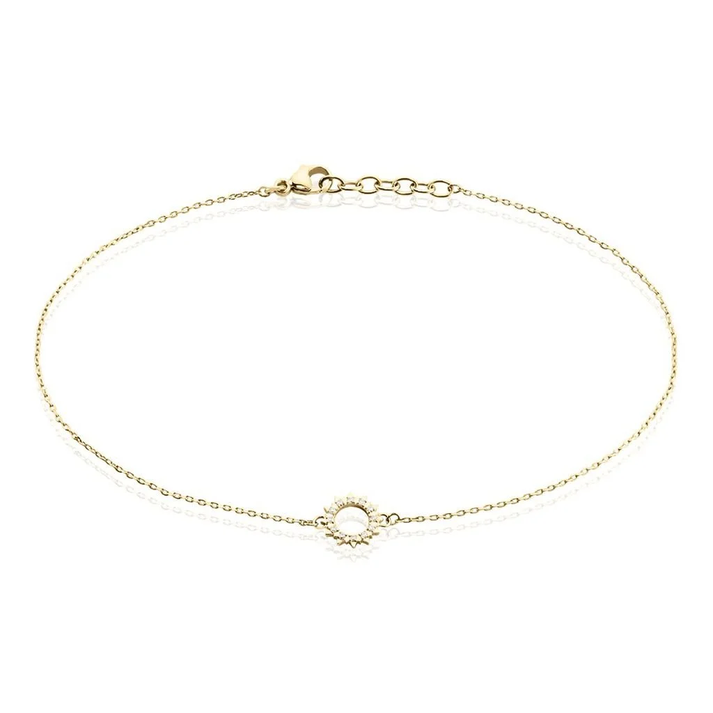 Histoire D'Or Chaîne De Cheville Aku Plaqué Or Doré Oxyde De Zirconium Blanc