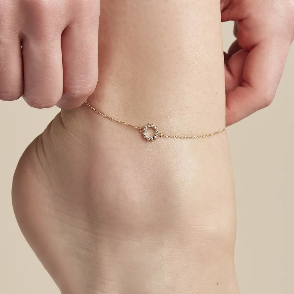 Histoire D'Or Chaîne De Cheville Aku Plaqué Or Doré Oxyde De Zirconium Blanc – Image 3