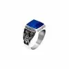 Bague Rochet Rock 15mm En Acier Et Lapis Lazuli Taille 60