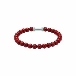 Bracelet Rochet Zen En Acier Et Jaspe Rouge 6mm