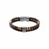 Bracelet Rochet Karma En Acier, Oeil De Tigre Et Agates 22cm