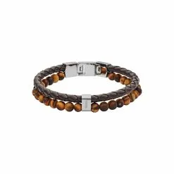 Bracelet FOSSIL Vintage Casual En Cuir Et Oeil De Tigre