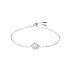 Bracelet Fossil Crescent En Argent, Nacre Et Verre
