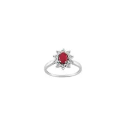 Robbez Masson Bague En Or Blanc, Rubis Et Diamants
